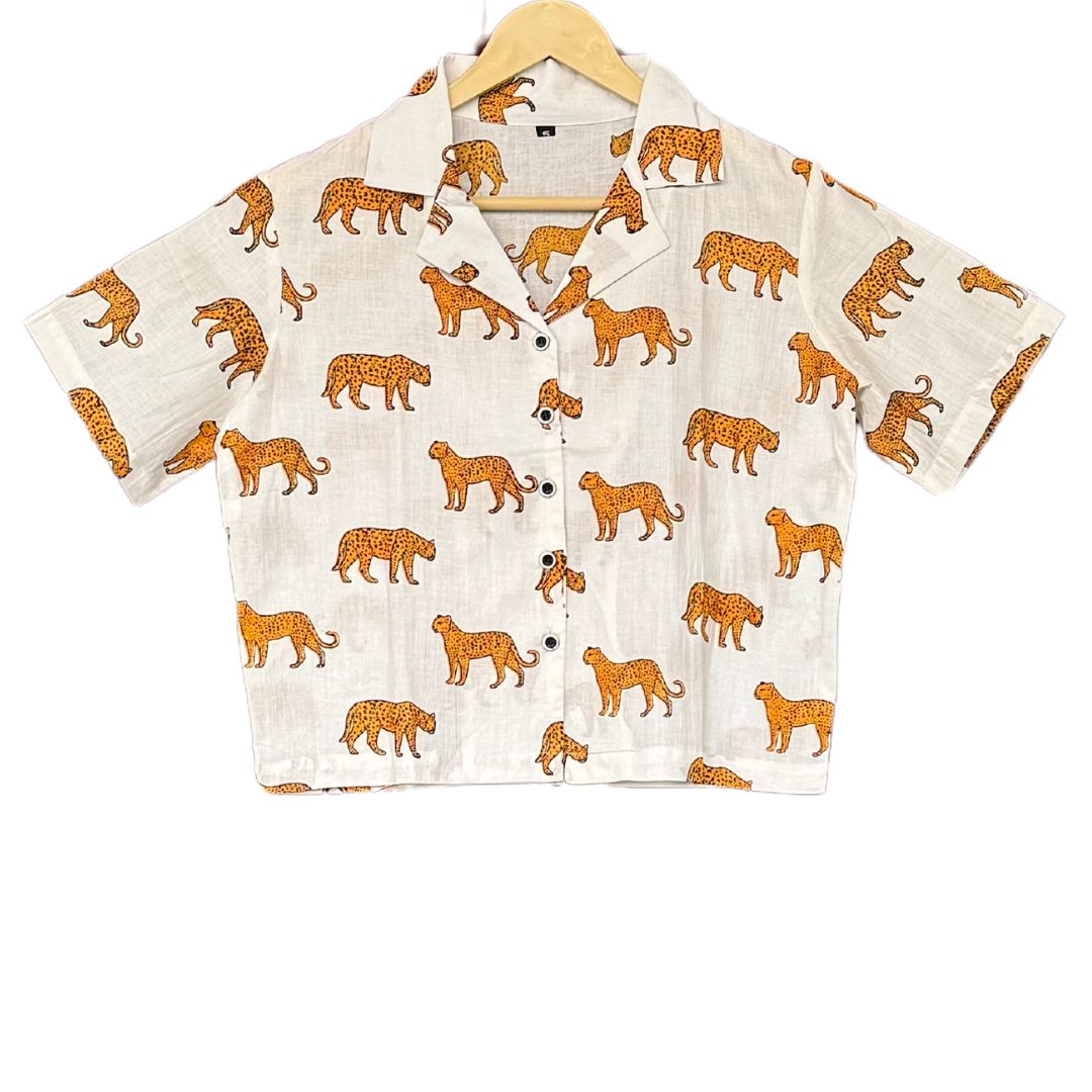 Leopard Lounge Cotton Shirt