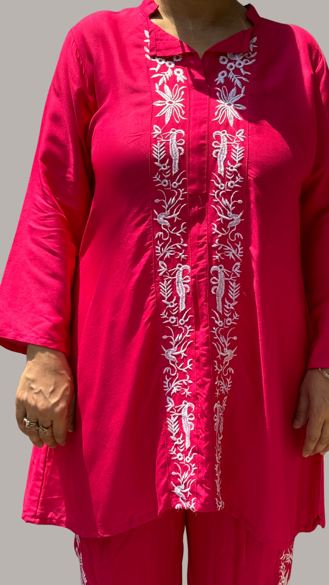Pink Embroidered Petal Embrace Co-ord Set