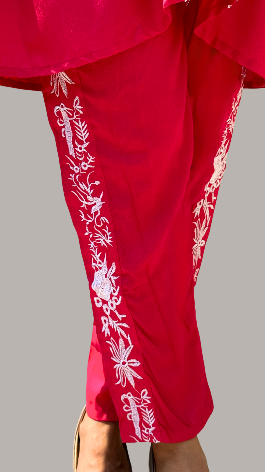 Pink Embroidered Petal Embrace Co-ord Set