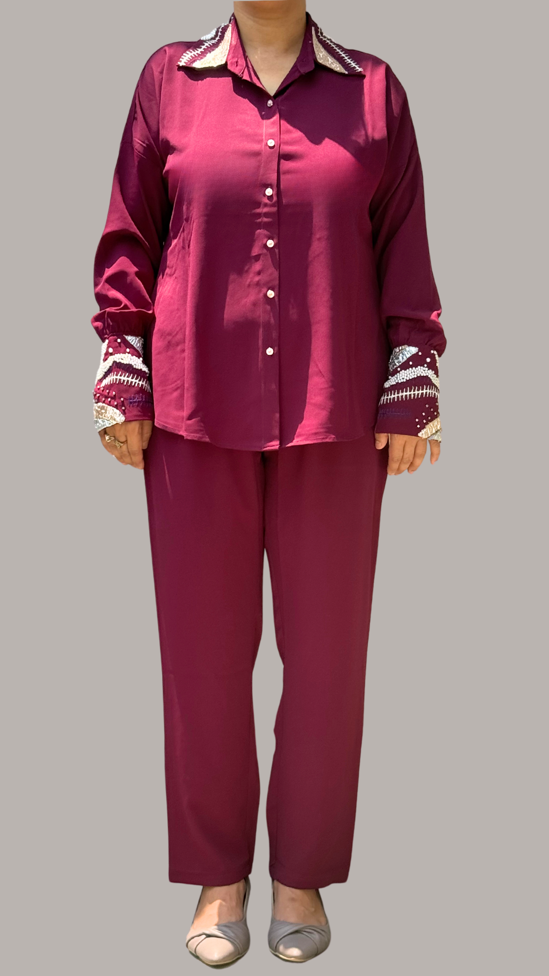 Maroon Pearl Elegance Ensemble Co-ord Set