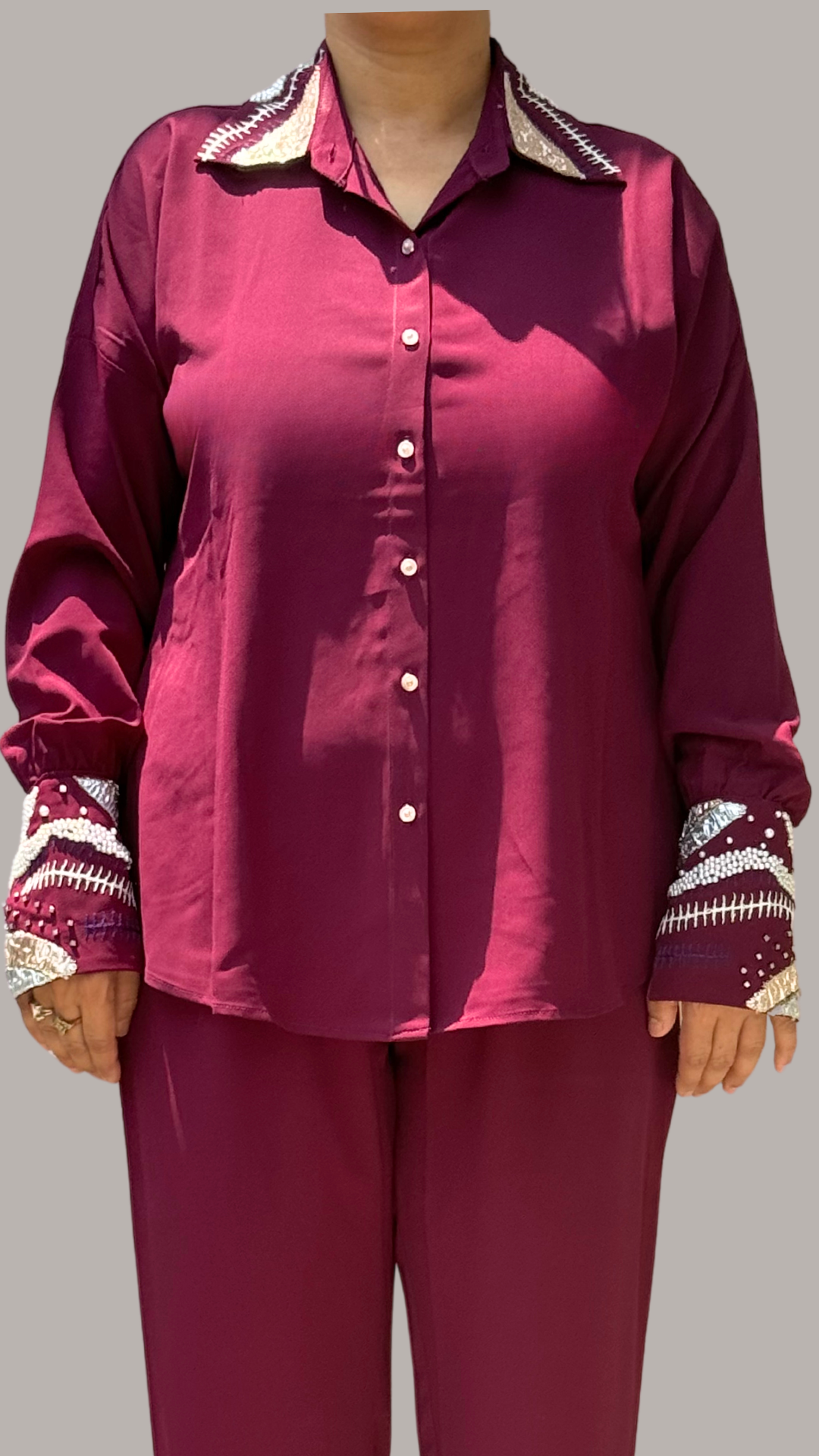 Maroon Pearl Elegance Ensemble Co-ord Set