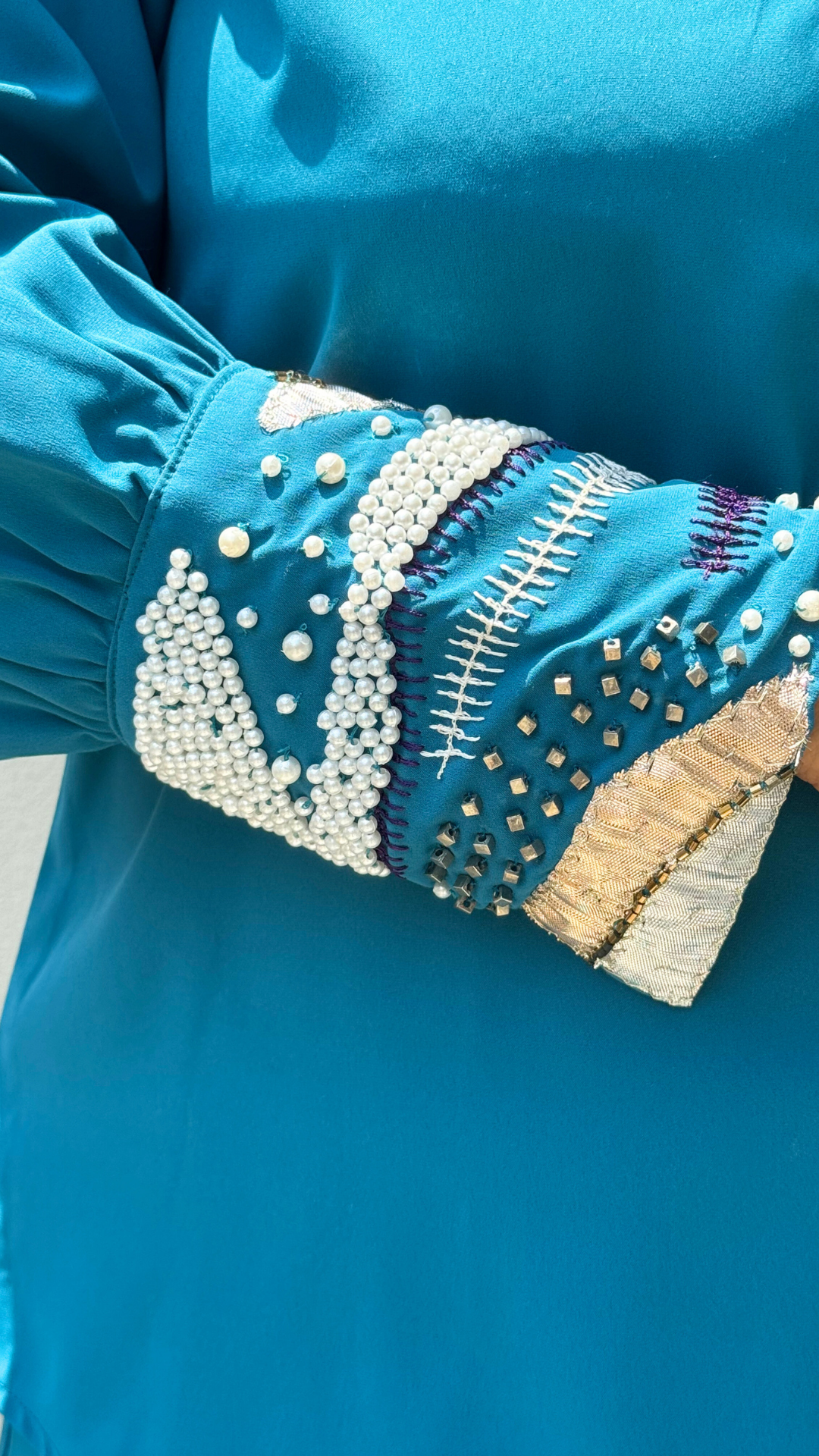 Teal Blue Pearl Elegance Ensemble Co-ord Set