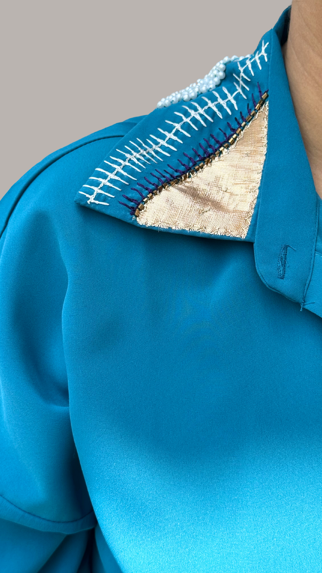 Teal Blue Pearl Elegance Ensemble Co-ord Set
