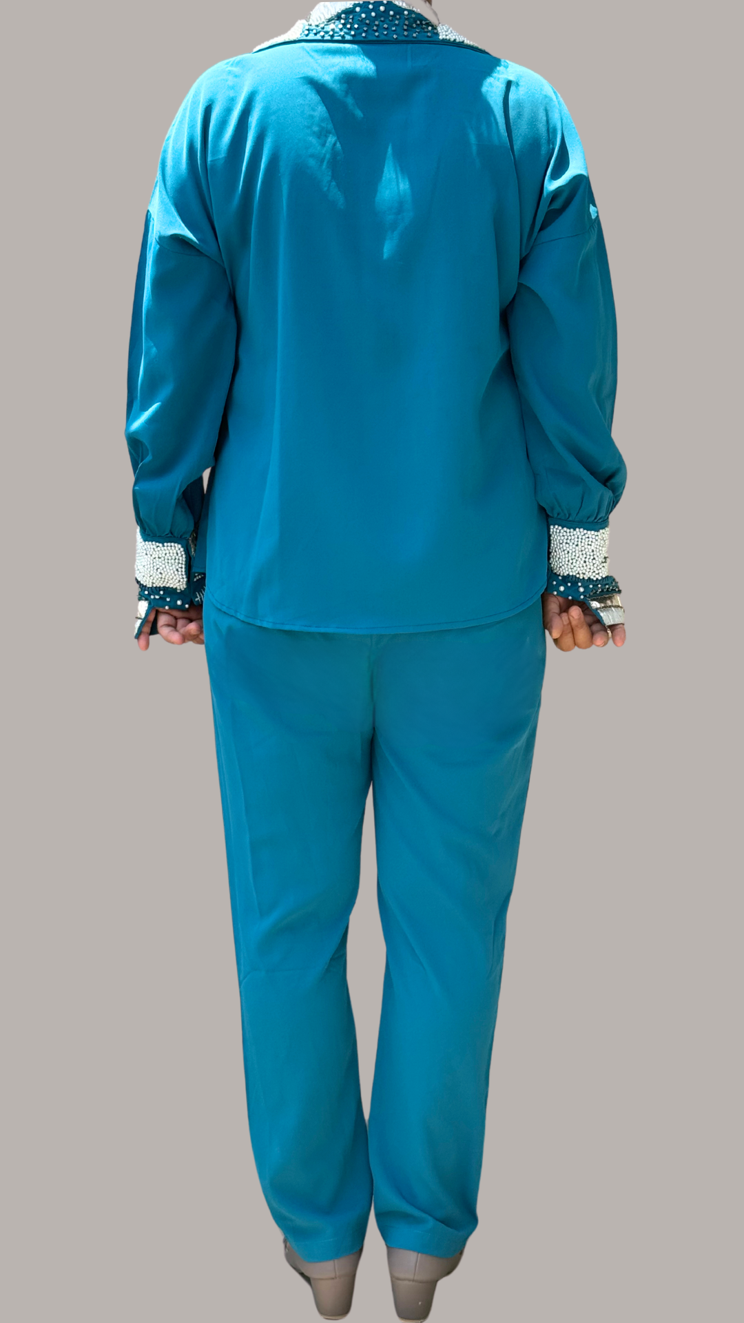 Teal Blue Pearl Elegance Ensemble Co-ord Set