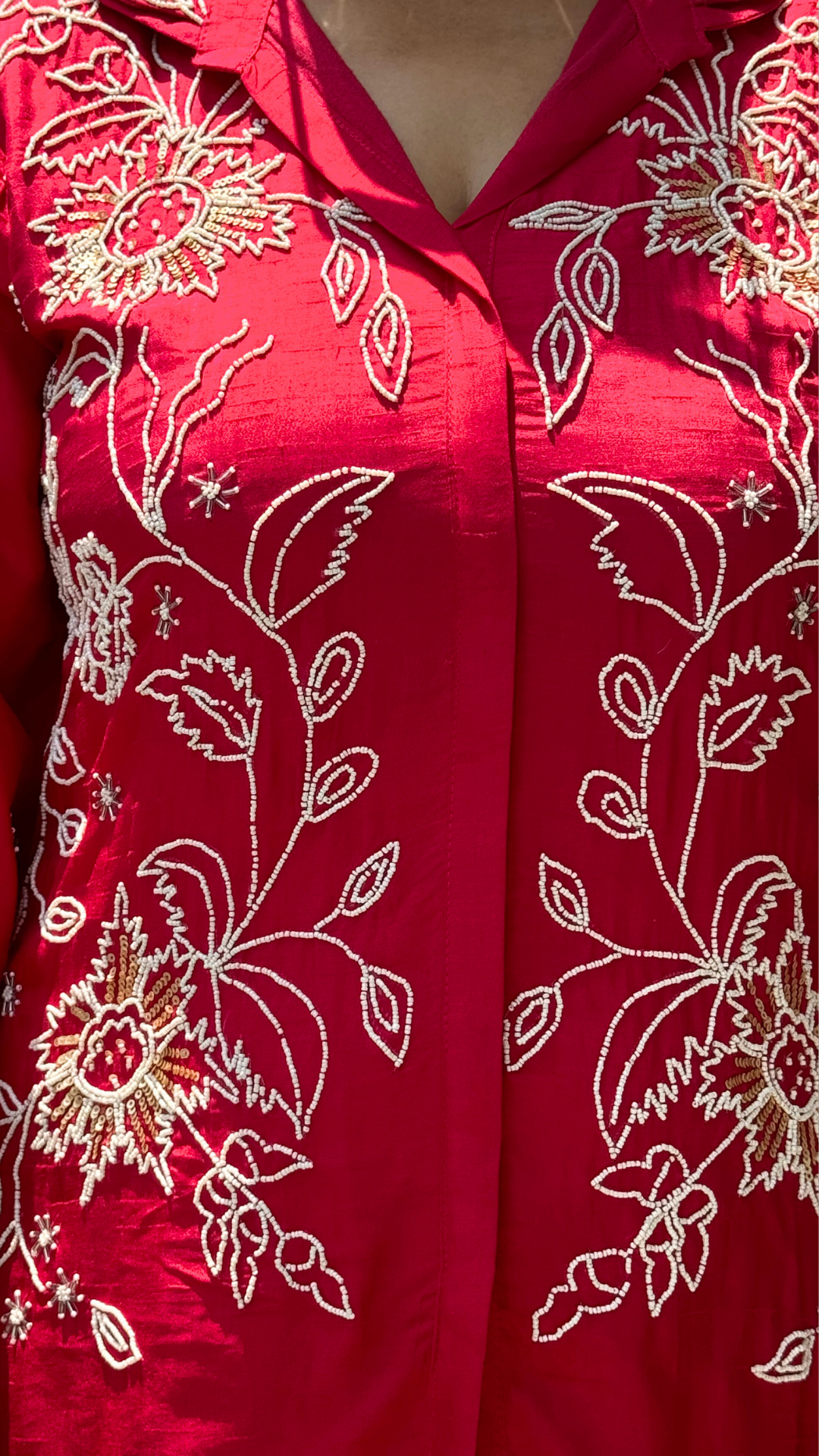 Magenta Embroidered Pearl Radiance Fusion Ensemble Co-ord Set