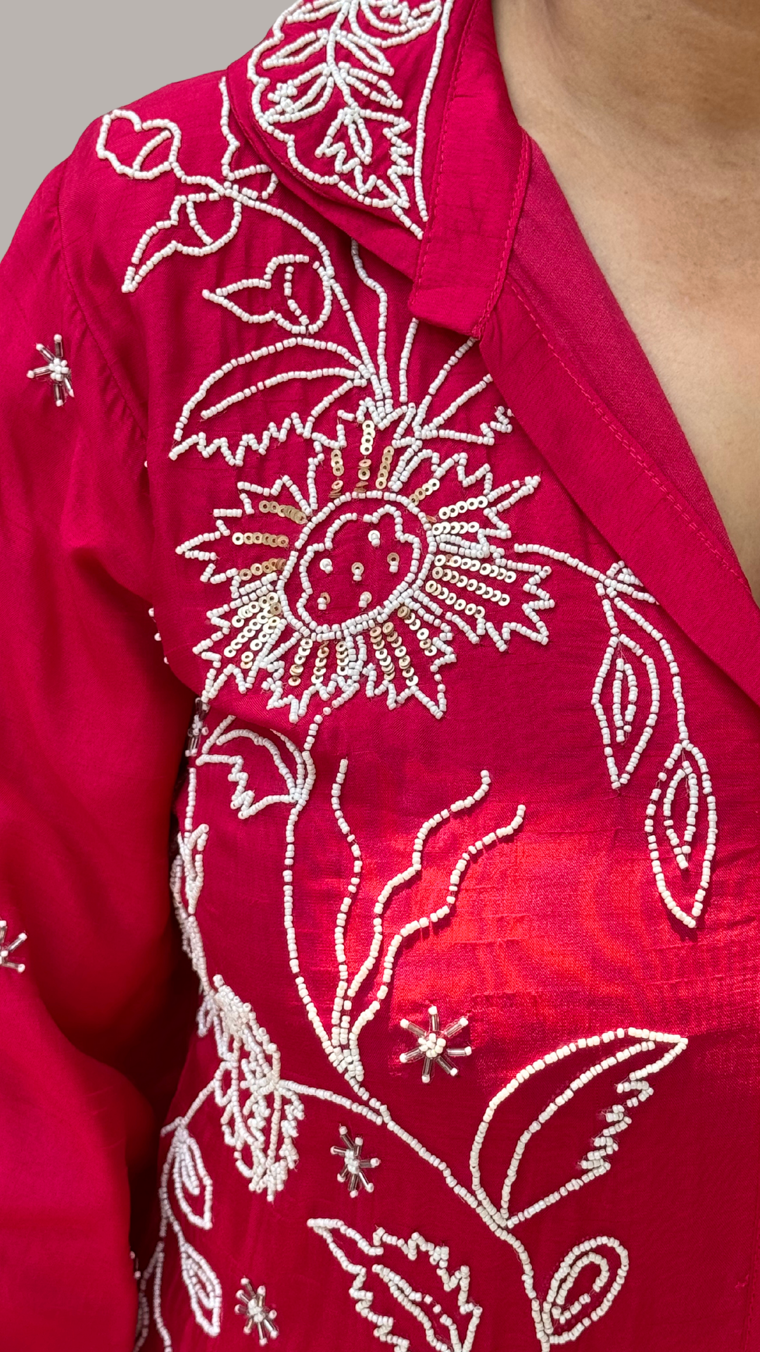 Magenta Embroidered Pearl Radiance Fusion Ensemble Co-ord Set