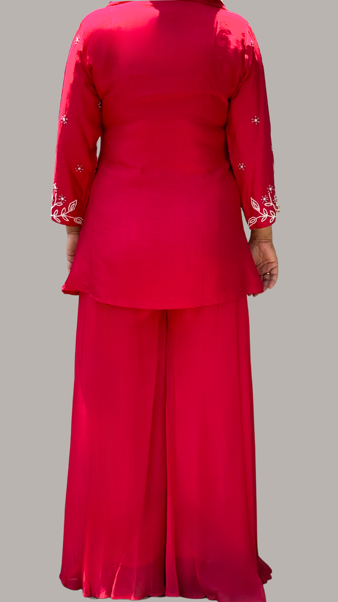 Magenta Embroidered Pearl Radiance Fusion Ensemble Co-ord Set
