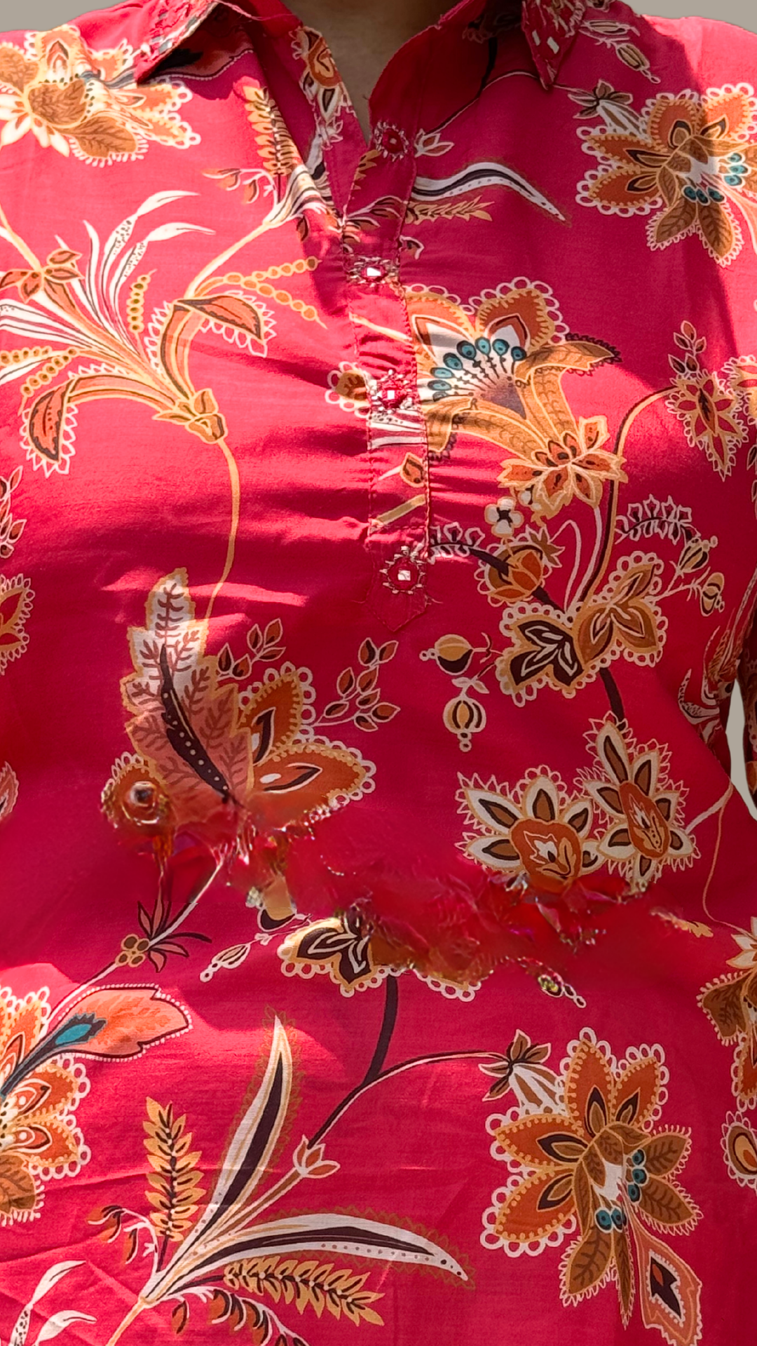Bright Pink Digital Print Blooming Symphony Co-ord Set