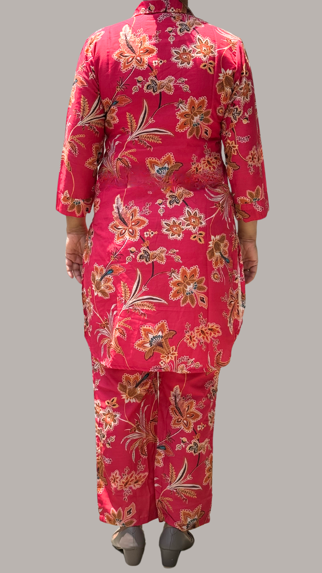 Bright Pink Digital Print Blooming Symphony Co-ord Set