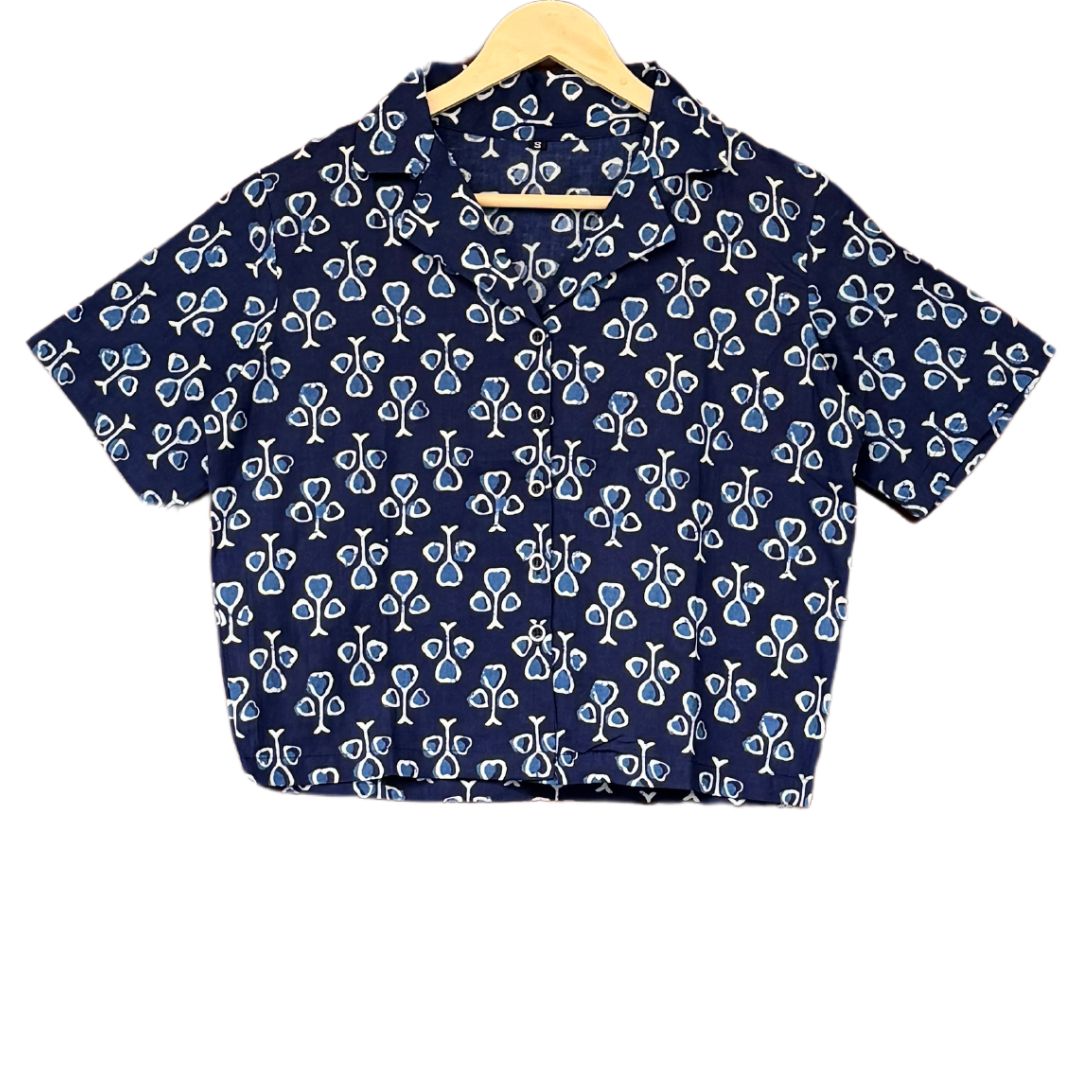 Indigo Mystique Motif Cotton Shirt