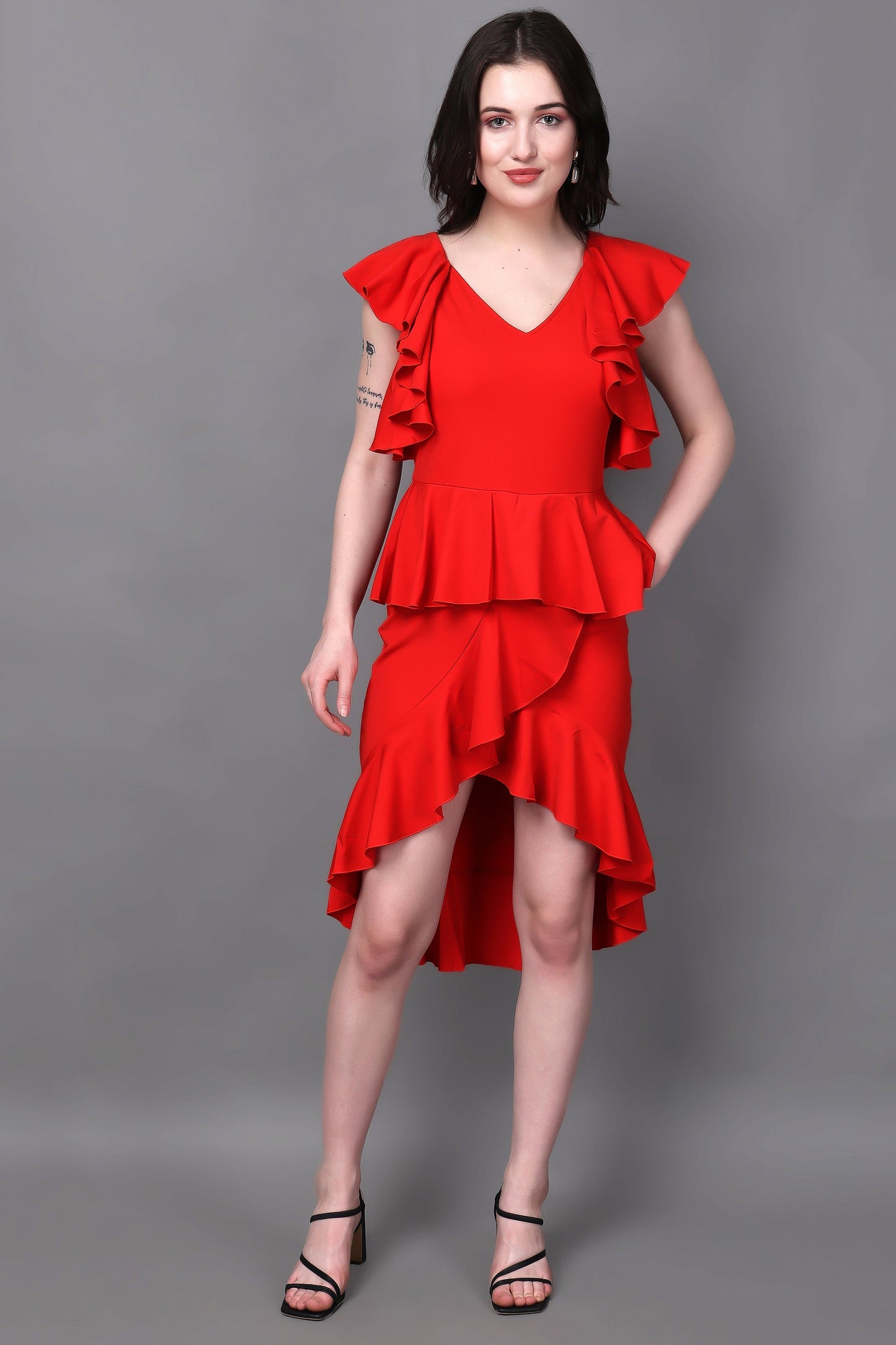 Red Valentine Ruffled Dress