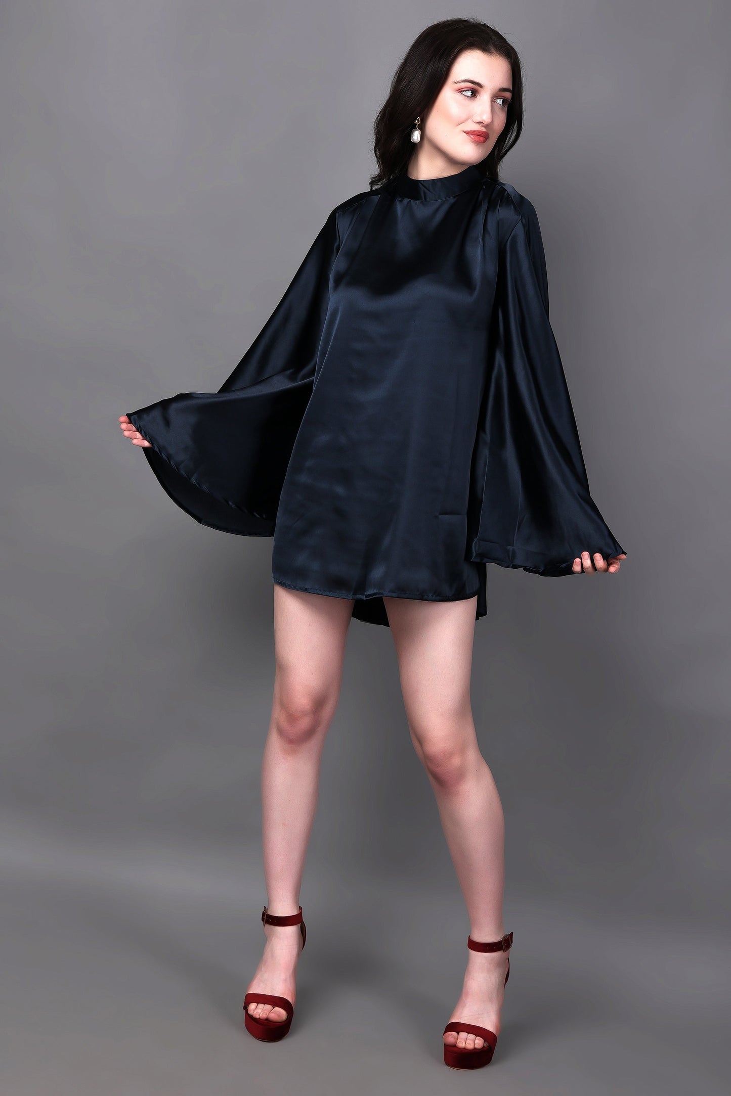 Elegant Navy Blue Rhinestone String Party Dress