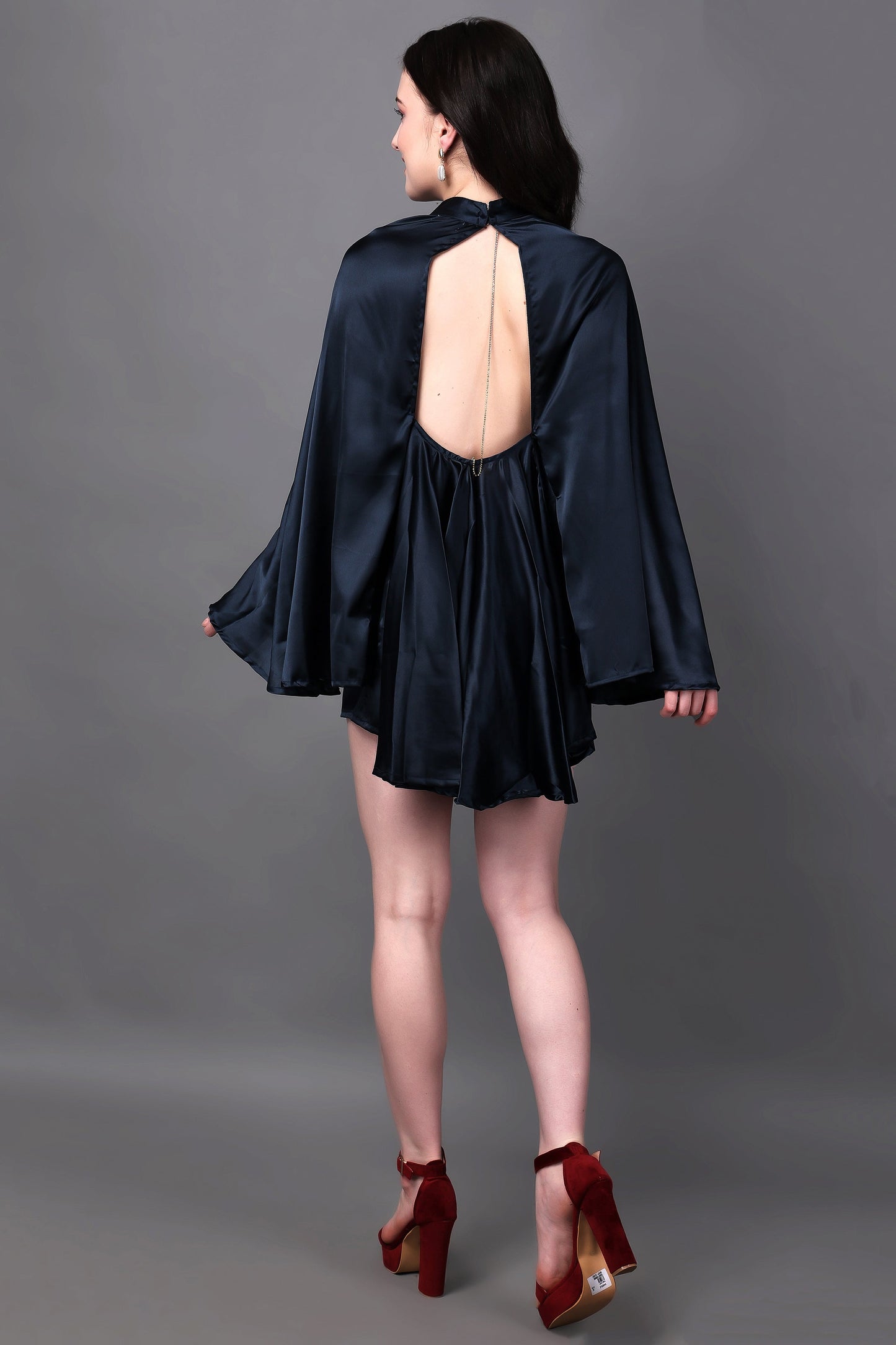 Elegant Navy Blue Rhinestone String Party Dress