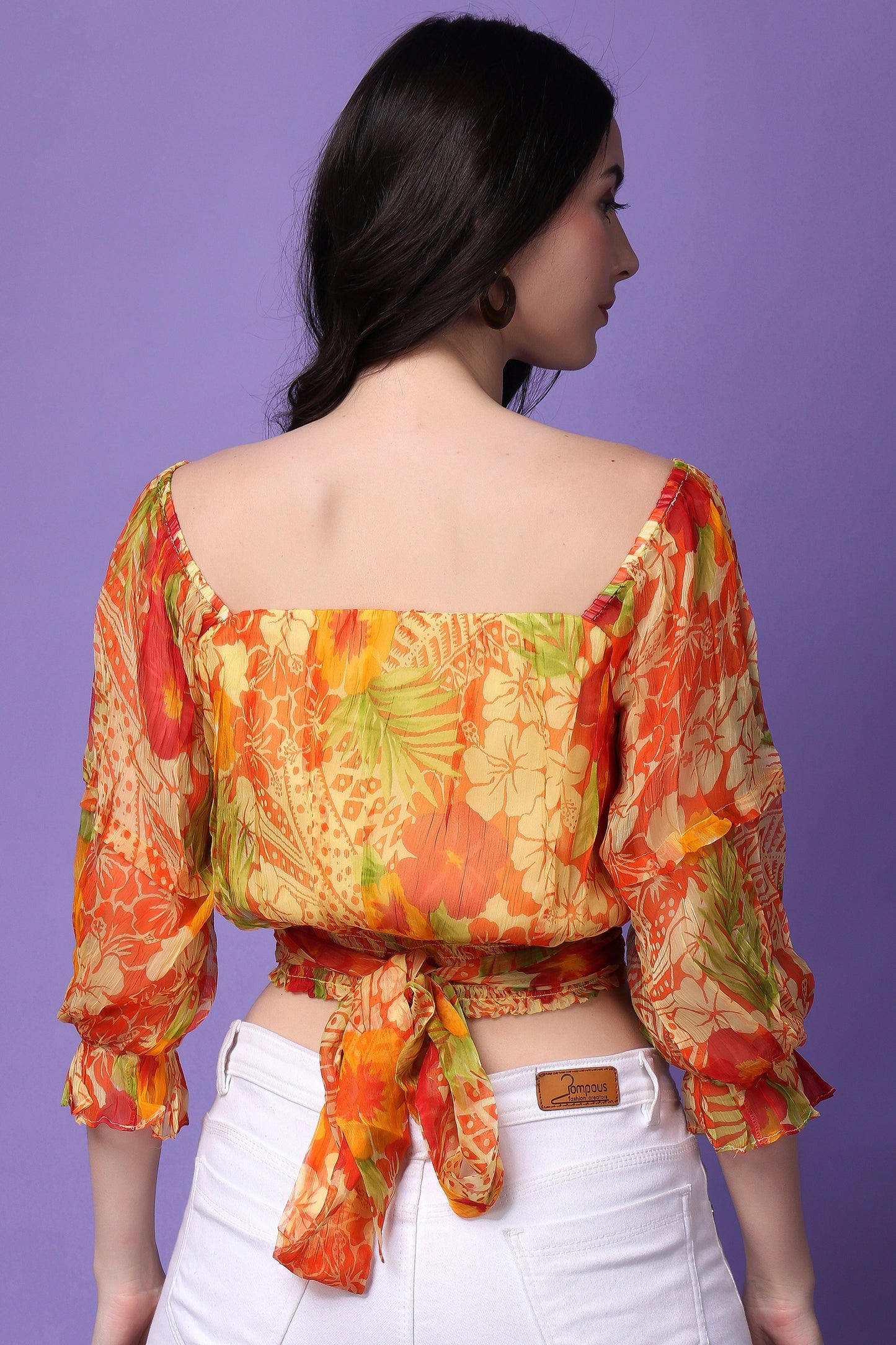 Multicolour Tropical Print Knotted Top