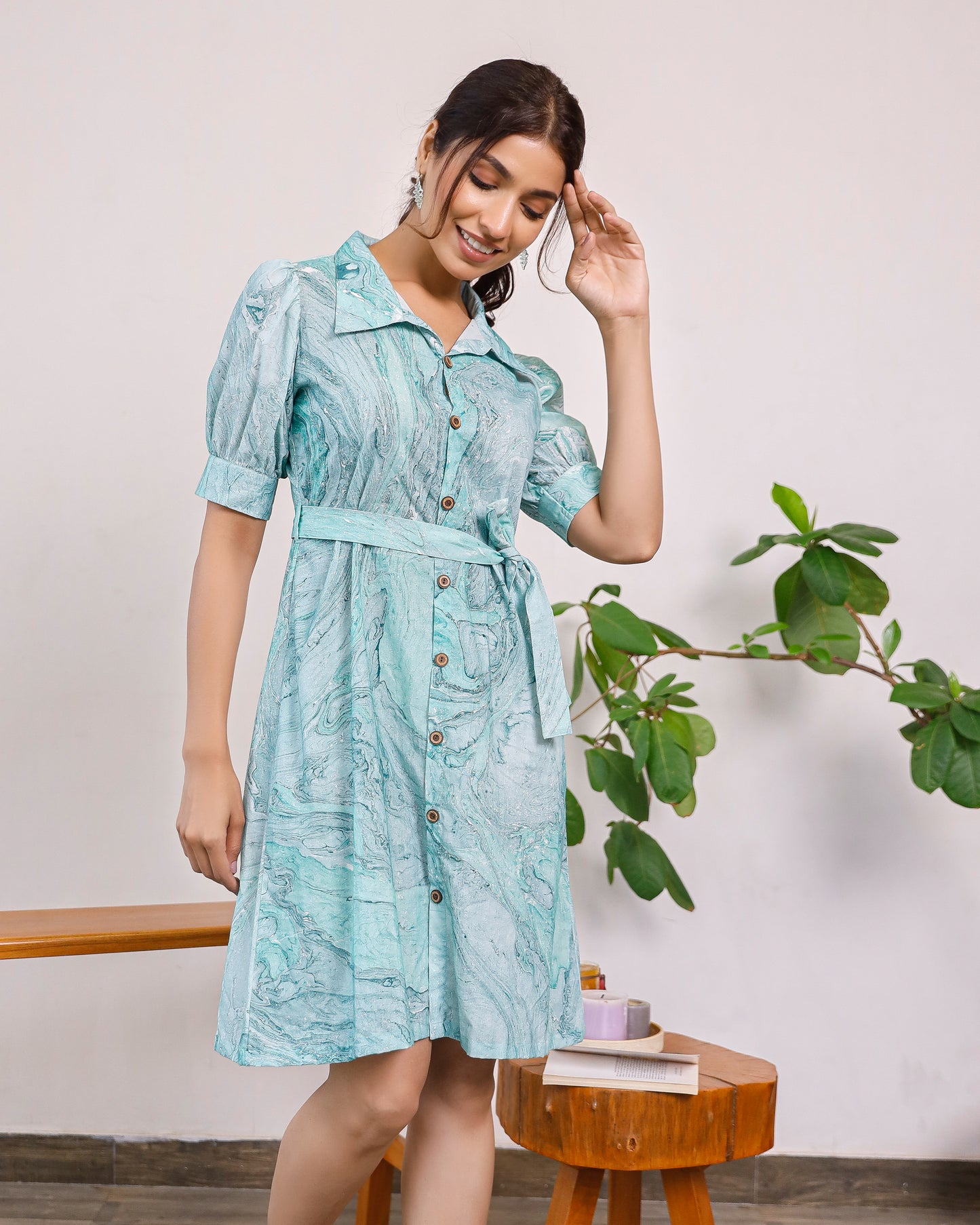 Multicolour Marbleized Majesty Dress