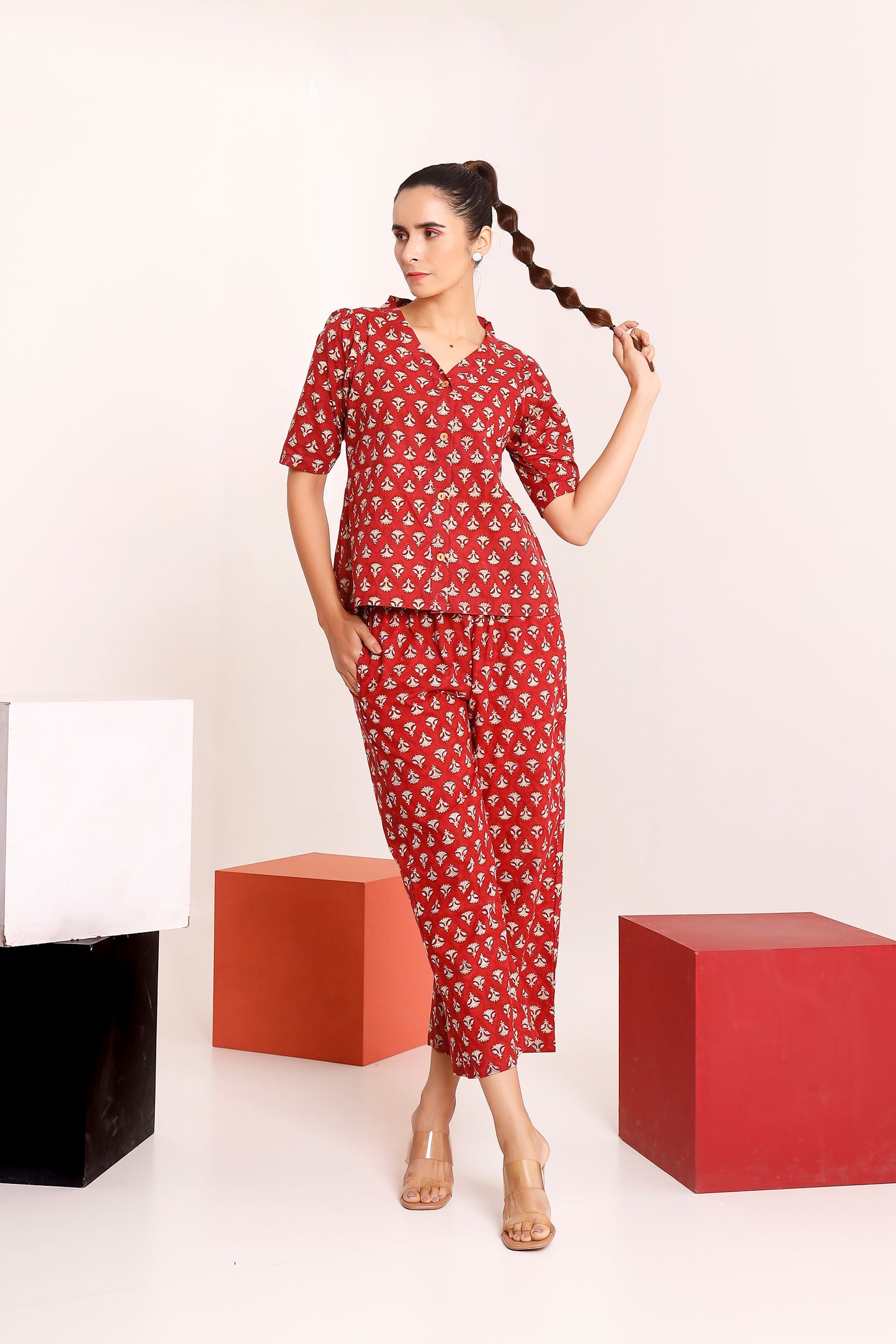 Red Motif Magic Co-ord Set