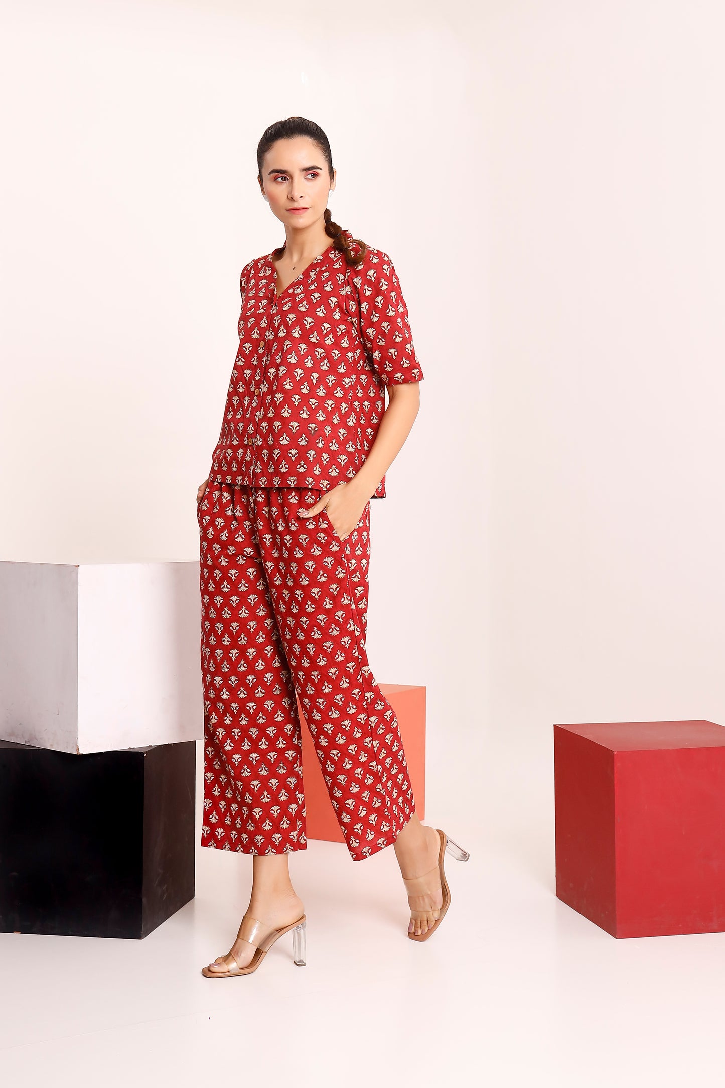 Red Motif Magic Co-ord Set