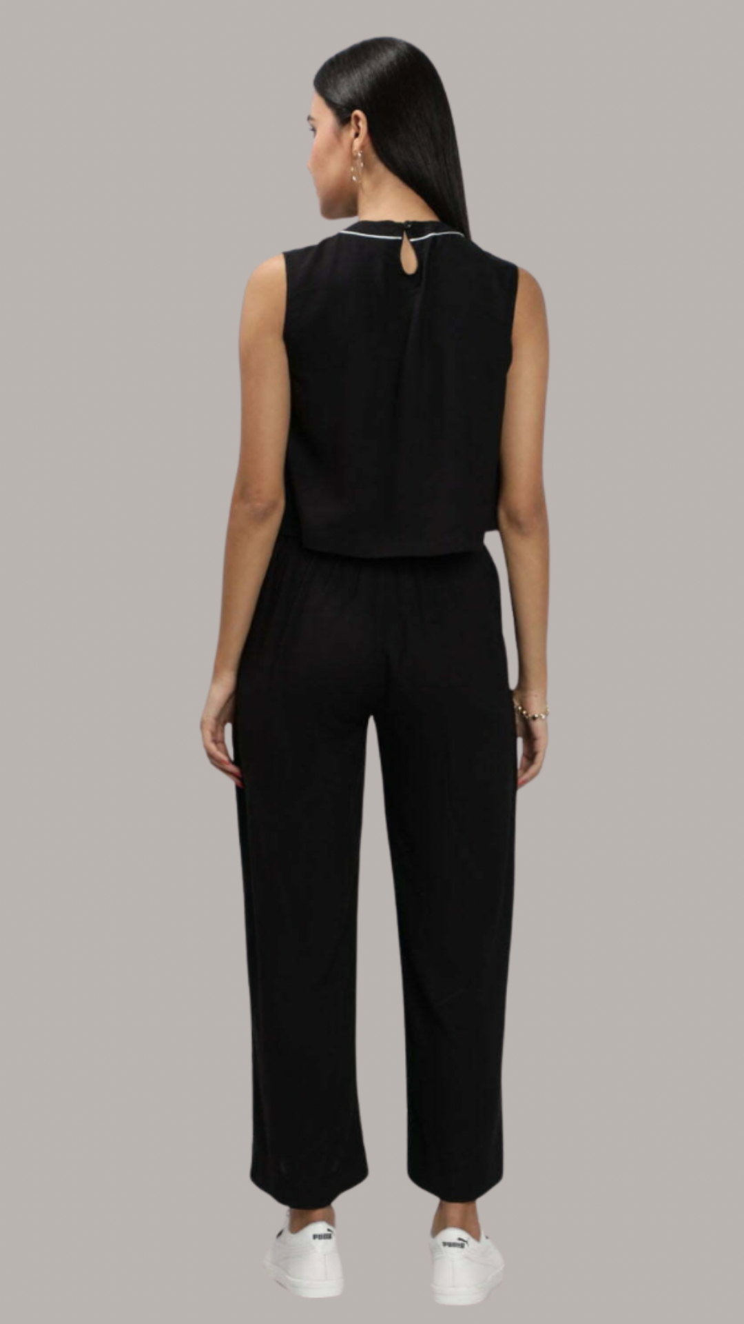 Black Stylish Patch Pocket Pant Set