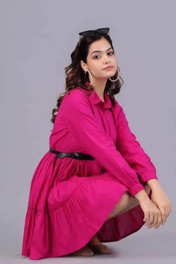 Pink Flounce Fantasy Midi Dress