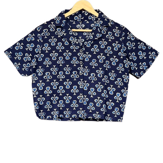 Indigo Mystique Motif Cotton Shirt