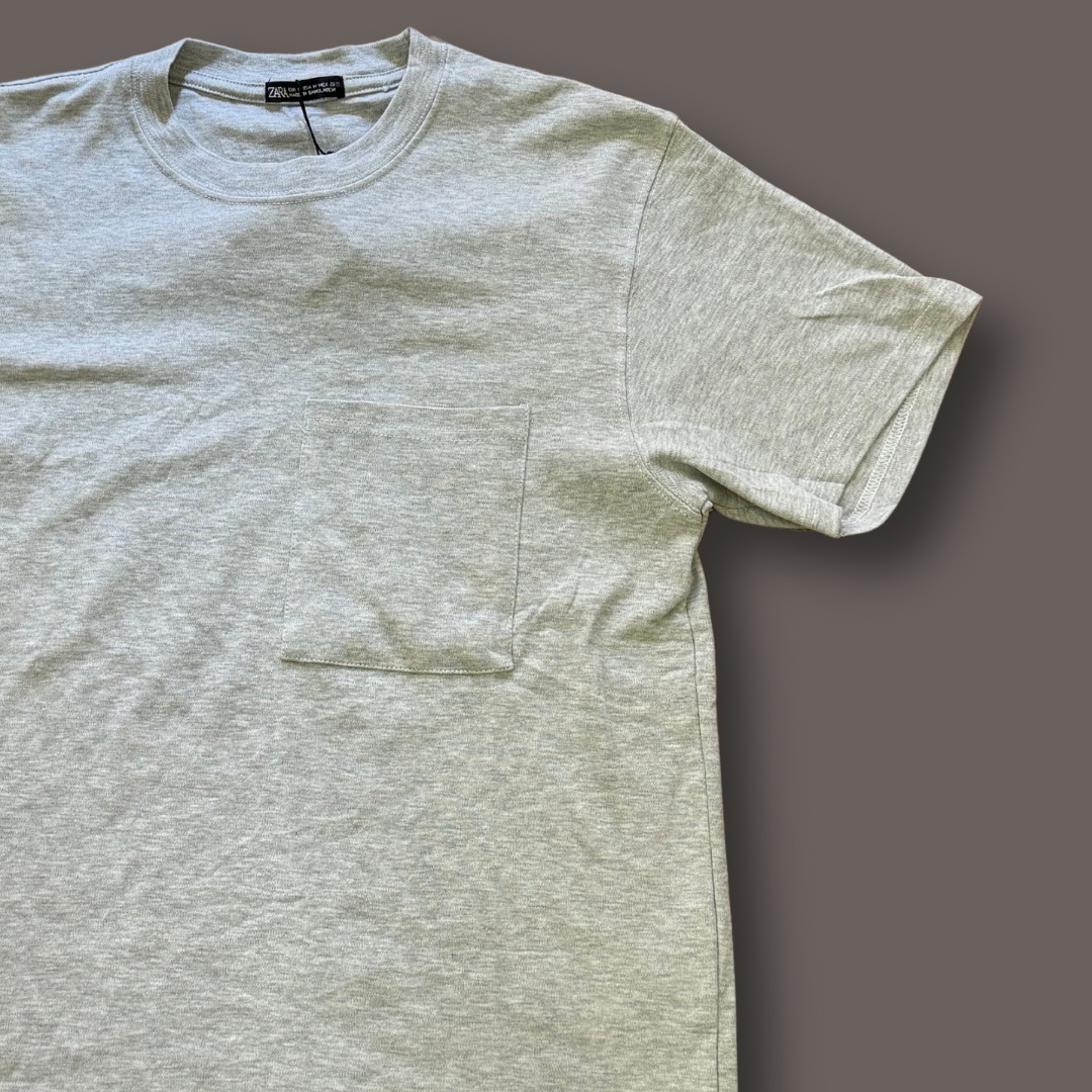 Light Grey Solid Plain T shirt