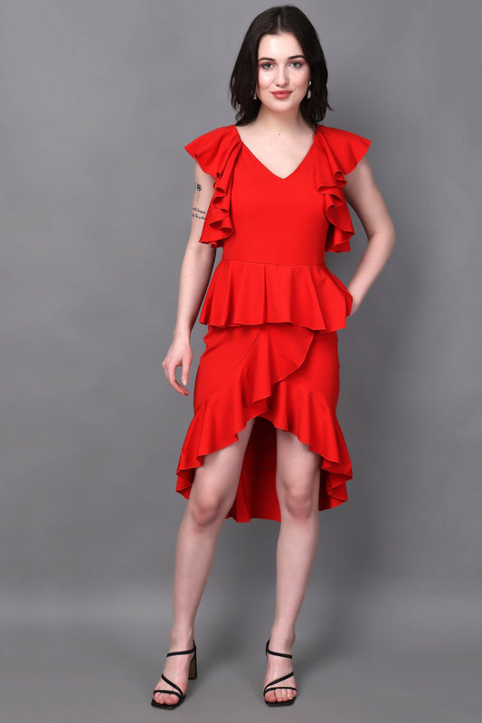 Red Valentine Ruffled Dress