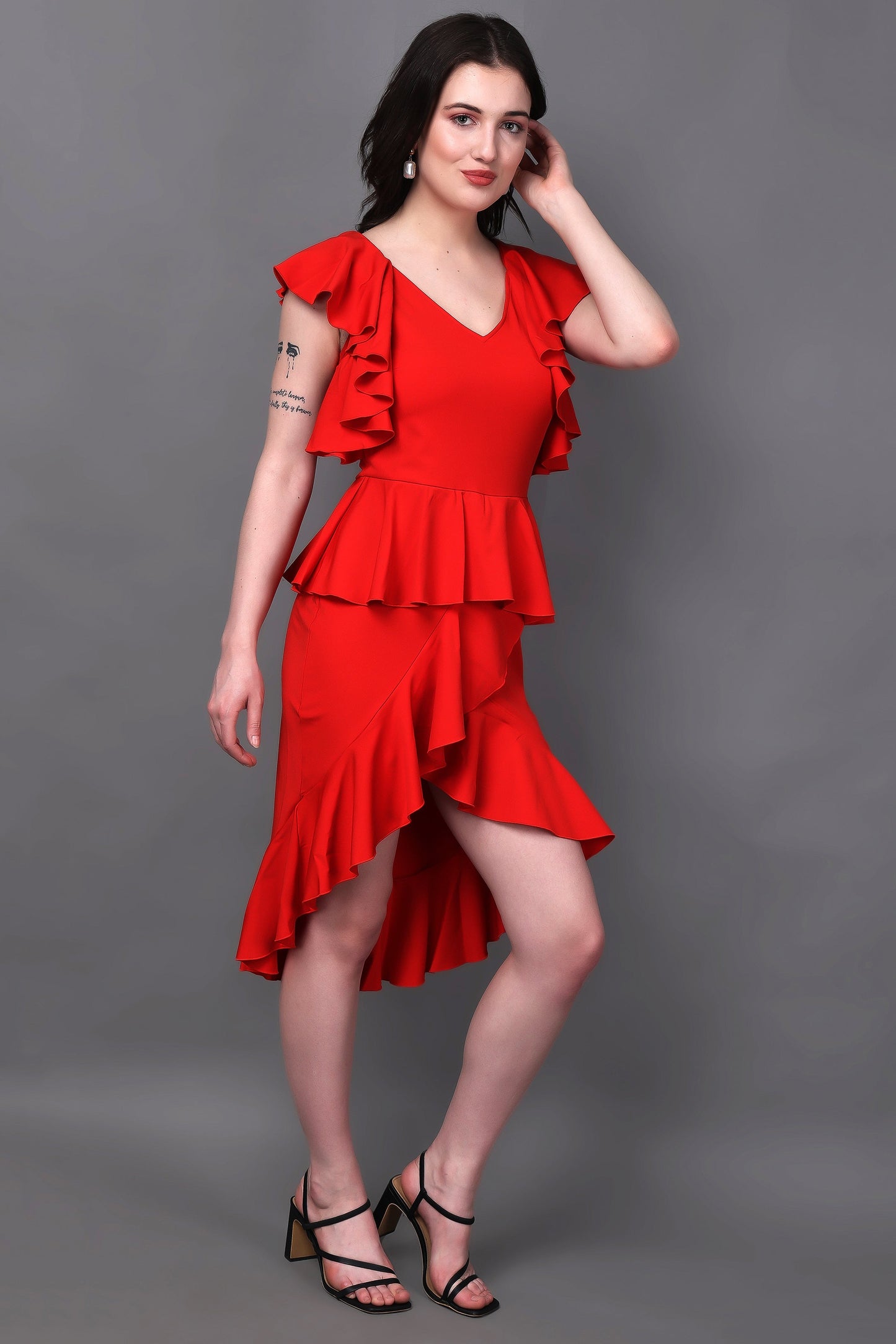Red Valentine Ruffled Dress
