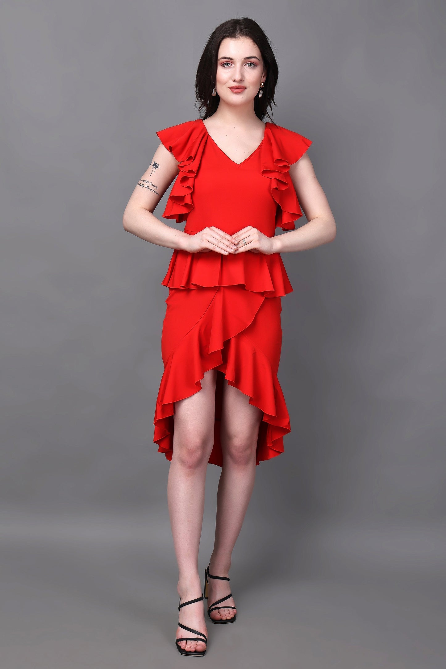Red Valentine Ruffled Dress