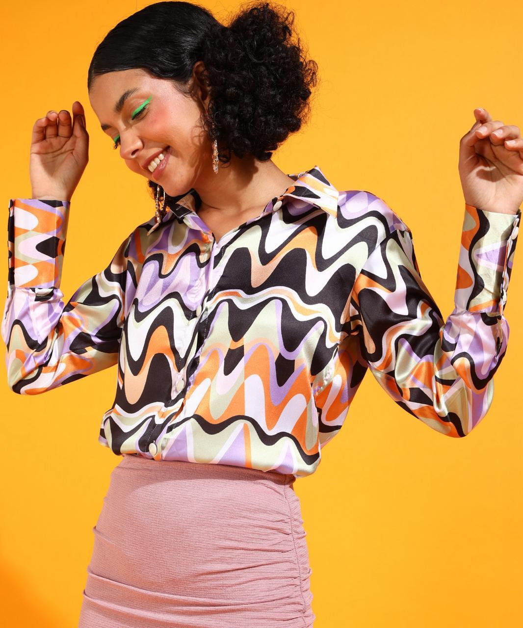 Multicolour Abstract Print Button Down Shirt