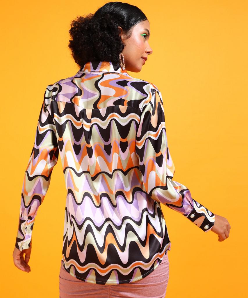 Multicolour Abstract Print Button Down Shirt
