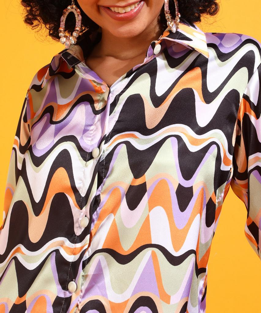 Multicolour Abstract Print Button Down Shirt
