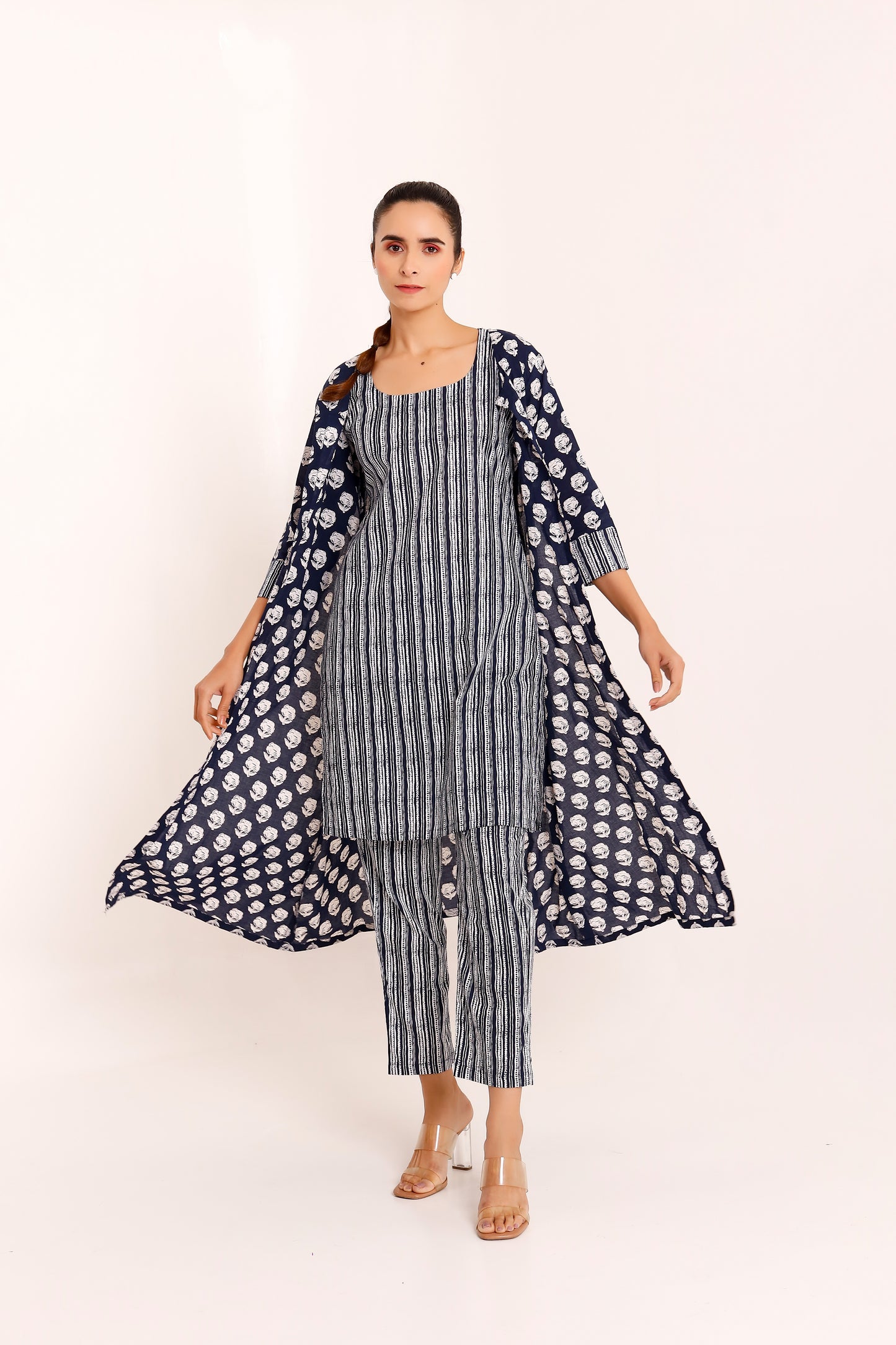 Blue Cotton Canvas Chic Co-ord Set