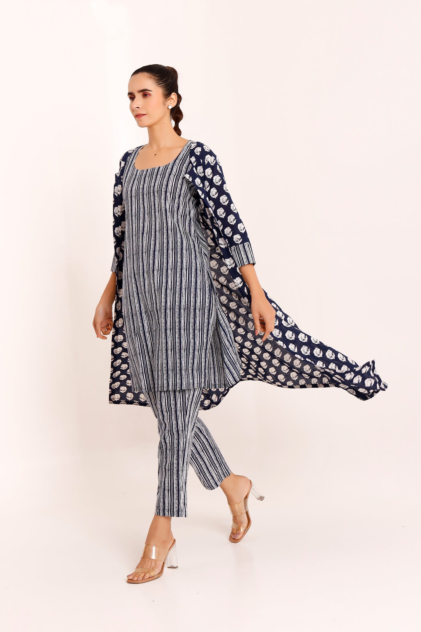 Blue Cotton Canvas Chic Co-ord Set