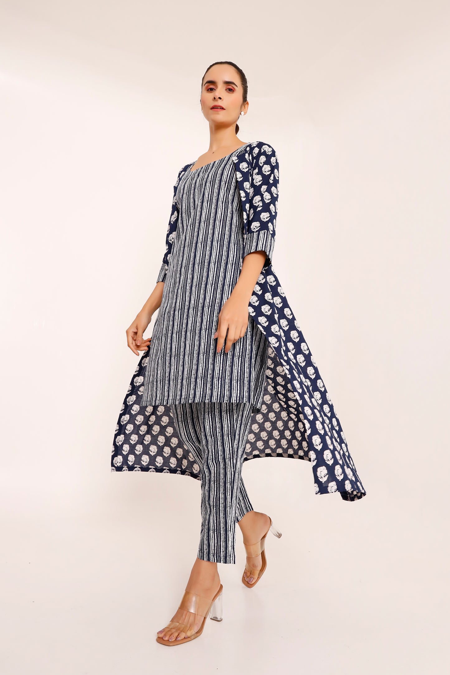 Blue Cotton Canvas Chic Co-ord Set