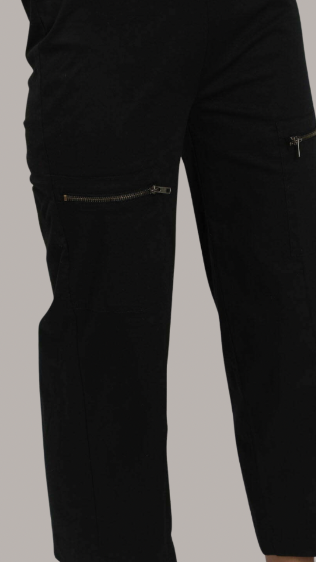 Black Classy Top With Zipper Detail Poplin Pant Set